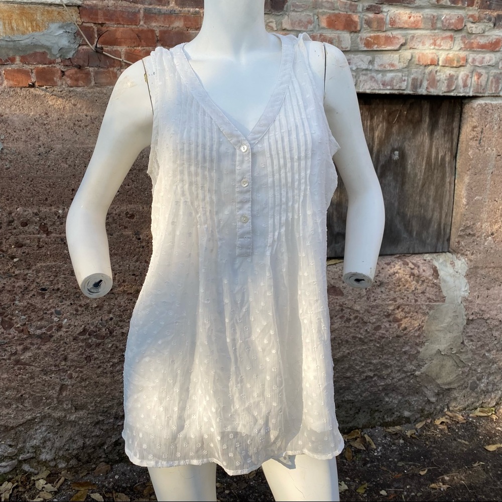 Motherhood Maternity Women’s White Polka Dots Half Button Blouse Top Size Medium